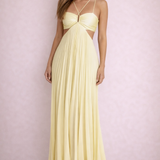 VESTIDO MAXI PLISADO HALTER PARA INVITADA DE BODA