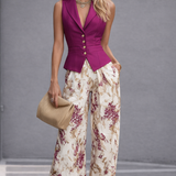 CONJUNTO DE CHALECO SIN MANGAS ROSA Y PANTALONES
