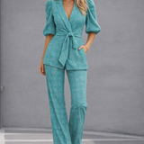 CONJUNTO ELEGANTE CON MANGAS ABULLONADAS PARA MUJER