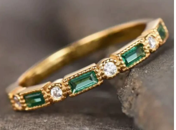 ANILLO VINTAGE INCRUSTÉ VERDE CIRCONA ROSA