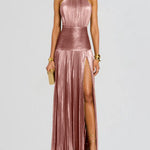 Thalia Metallic Peridot Maxi Dress