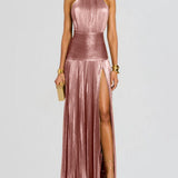 Thalia Metallic Peridot Maxi Dress