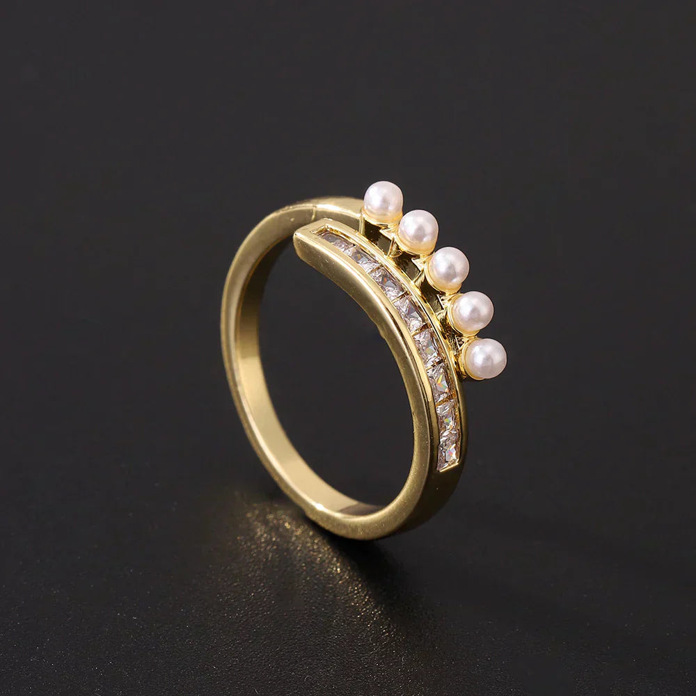 ANILLO VINTAGE OUVERT CIRCONA & PERLA