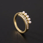 ANILLO VINTAGE OUVERT CIRCONA & PERLA