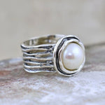 ANILLO BOHEMIO STYLE VINTAGE PLATA PLAQUÉ IMITATION PERLA