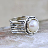 ANILLO BOHEMIO STYLE VINTAGE PLATA PLAQUÉ IMITATION PERLA
