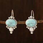PENDIENTES VINTAGE PLATA PLAQUÉ TURQUESA & PERLA GOTA