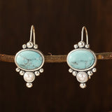 PENDIENTES VINTAGE PLATA PLAQUÉ TURQUESA & PERLA GOTA
