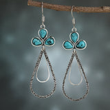 PENDIENTES ELEGANTE VINTAGE TURQUESA TRÈFLE GOTA
