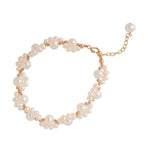 PULSERA CLÁSICO PERLA PERLÉ PATTE DE CHAT PLAQUÉ ORO RÉGLABLE
