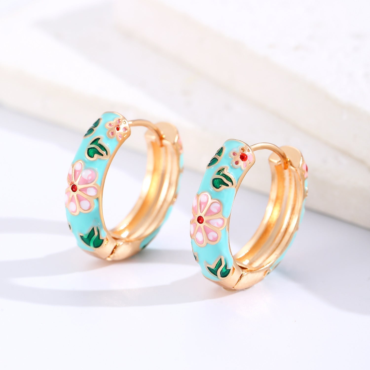 PENDIENTES COLORÉ FLORAL ARO | ORO