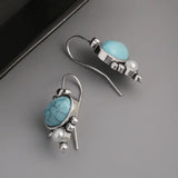 PENDIENTES VINTAGE PLATA PLAQUÉ TURQUESA & PERLA GOTA