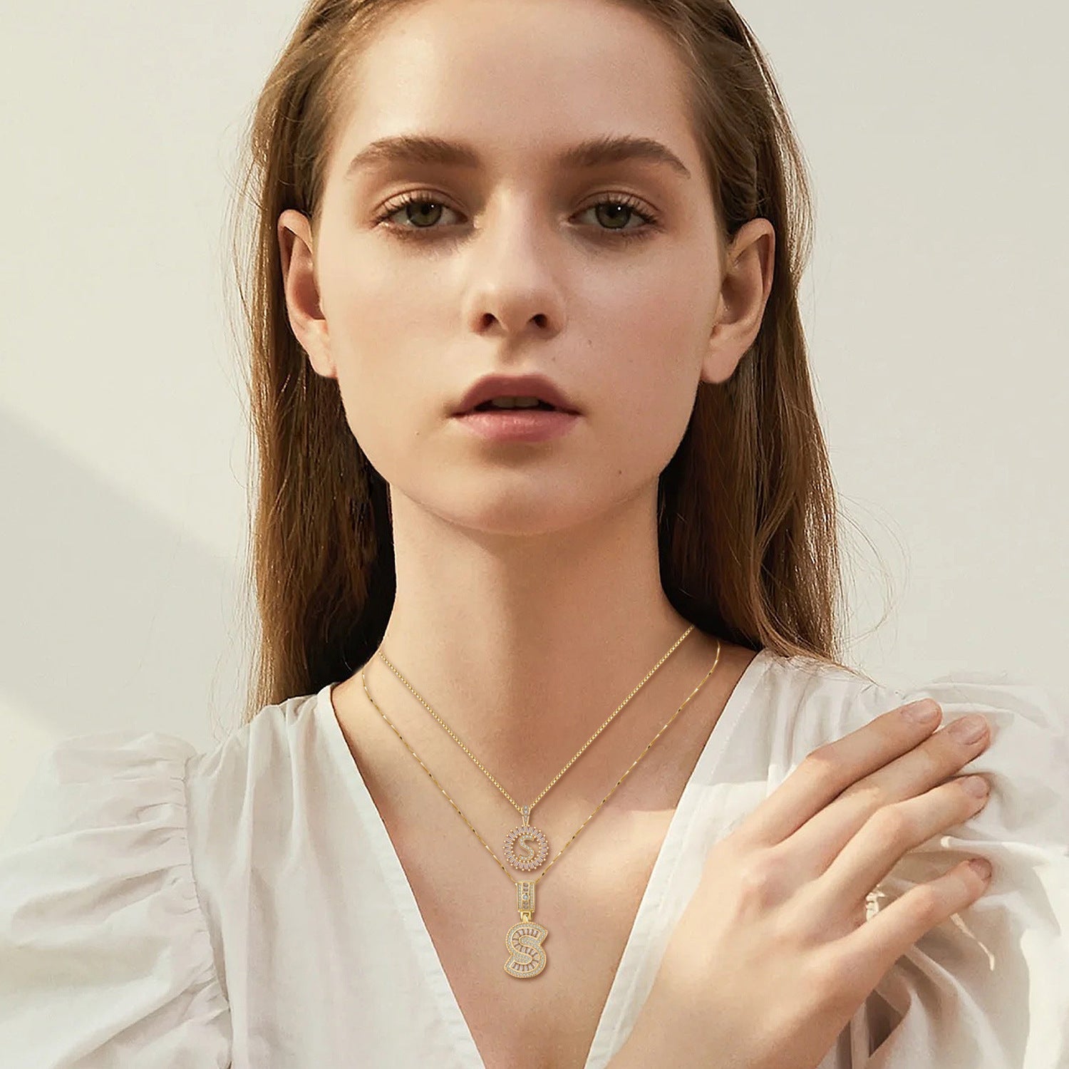 CONJUNTO PAVÉ LETTRE INITIALE COLLAR | ORO