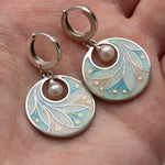 PENDIENTES ELEGANTE PLATA PLAQUÉ ROMANTIQUE PERLA DISQUE GOTA