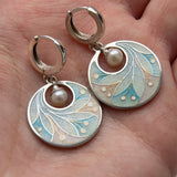 PENDIENTES ELEGANTE PLATA PLAQUÉ ROMANTIQUE PERLA DISQUE GOTA