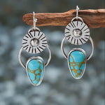 PENDIENTES VINTAGE FAIT MAIN SOLEIL RAYONNANT TURQUESA GOTA
