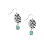 PENDIENTES VINTAGE BOTANIQUE TURQUESA ÓVALO FEUILLE GOTA