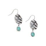 PENDIENTES VINTAGE BOTANIQUE TURQUESA ÓVALO FEUILLE GOTA