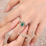 CONJUNTO AURELLE ESMERALDA CORONA ANILLO | ORO ROSA