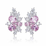 PENDIENTES FLOR ROSADA | ORO BLANCO