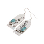 PENDIENTES VINTAGE PLATA DESIGN TURQUESA FLORAL FRANGE