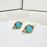 PENDIENTES VINTAGE PLATA PLAQUÉ TURQUESA & PERLA GOTA
