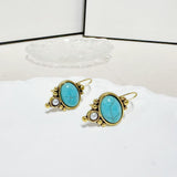 PENDIENTES VINTAGE PLATA PLAQUÉ TURQUESA & PERLA GOTA
