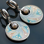 PENDIENTES ELEGANTE PLATA PLAQUÉ ROMANTIQUE PERLA DISQUE GOTA
