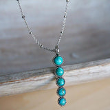 COLLAR VINTAGE ETHNIQUE TURQUESA GÉOMÉTRIQUE MOTIVO COLGANTE