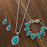 CONJUNTO VINTAGE BOHEMIO TURQUESA FLORAL GÉOMÉTRIQUE MOTIVO JOYAS