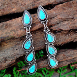 PENDIENTES VINTAGE BOHEMIO TURQUESA PLATA PLAQUÉ