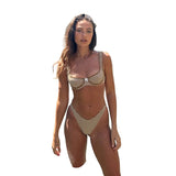 BIKINI CON ESTAMPADO GINGHAM Y AROS DE SUJECIÓN