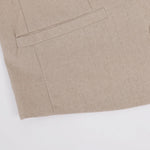 Conjunto clássico de calça pantalona com decote em V e pregas em algodão e linho.
