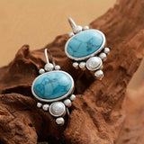 PENDIENTES VINTAGE PLATA PLAQUÉ TURQUESA & PERLA GOTA