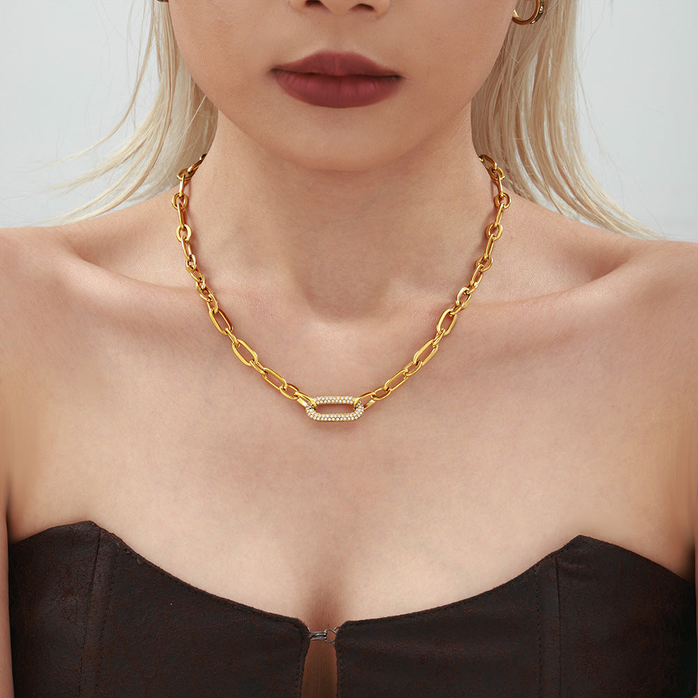 CONJUNTO PAVÉ IMPOSANT CADENA MAILLON JOYAS | ORO