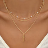 COLLAR TRIPLE RANG PERLA CRUZ