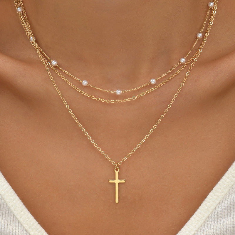 COLLAR TRIPLE RANG PERLA CRUZ