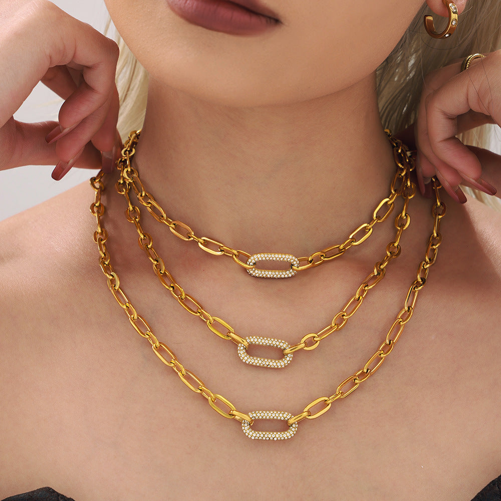 CONJUNTO PAVÉ IMPOSANT CADENA MAILLON JOYAS | ORO