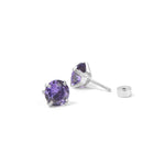 PENDIENTES AMATISTA REDONDO | ORO BLANCO