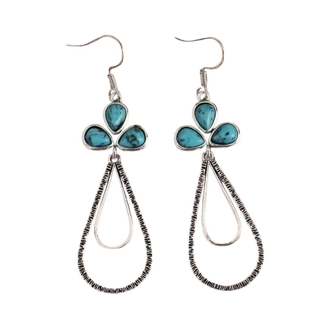PENDIENTES ELEGANTE VINTAGE TURQUESA TRÈFLE GOTA