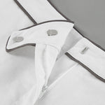 Conjunto de duas peças em algodão e linho com camisa e shorts em contraste preto e branco