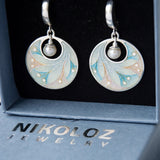 PENDIENTES ELEGANTE PLATA PLAQUÉ ROMANTIQUE PERLA DISQUE GOTA
