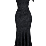 VESTIDO MAXI NEGRO CON ESTAMPADO FLORAL