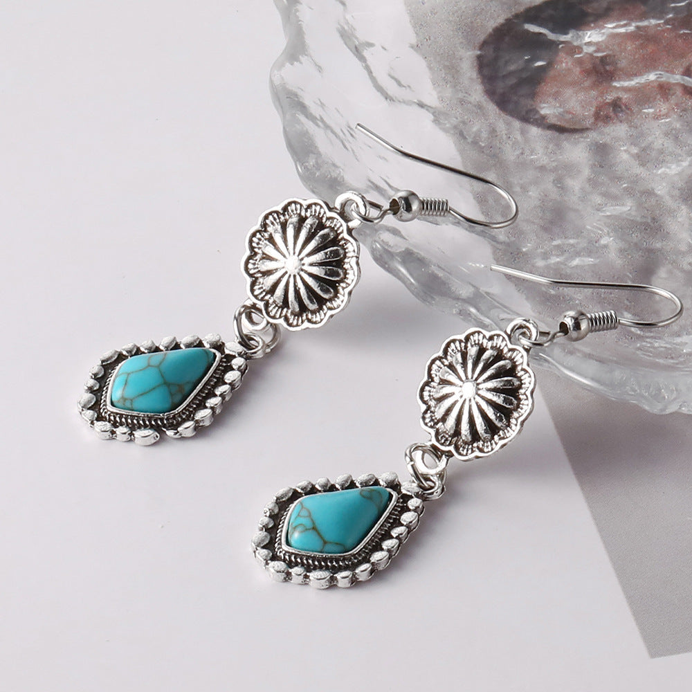 PENDIENTES VINTAGE MARGUERITE TURQUESA GOTA ALLIAGE