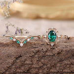 CONJUNTO AURELLE ESMERALDA CORONA ANILLO | ORO ROSA