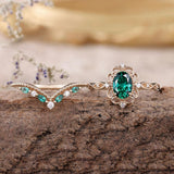 CONJUNTO AURELLE ESMERALDA CORONA ANILLO | ORO ROSA