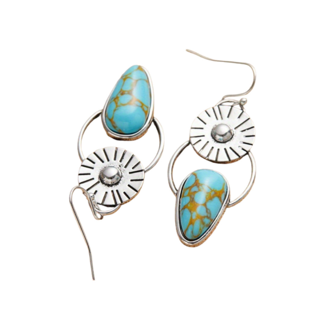 PENDIENTES VINTAGE FAIT MAIN SOLEIL RAYONNANT TURQUESA GOTA