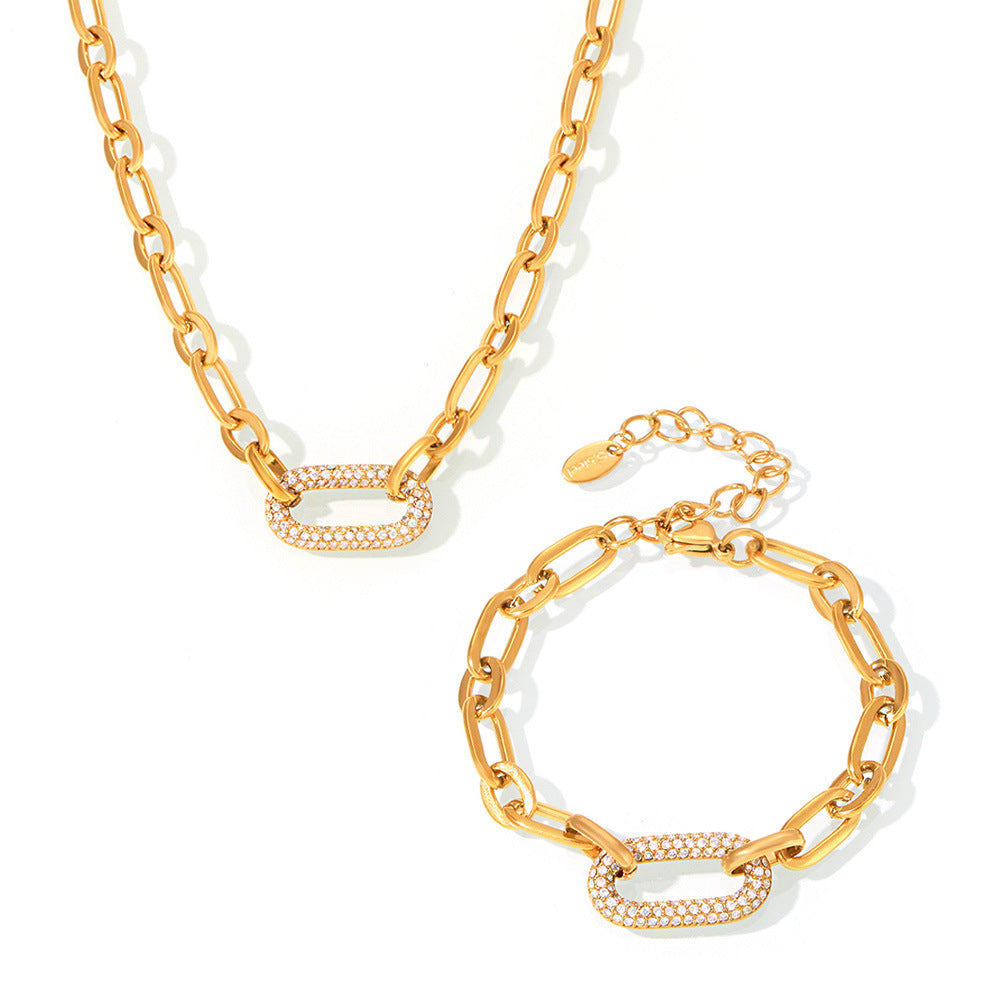 CONJUNTO PAVÉ IMPOSANT CADENA MAILLON JOYAS | ORO