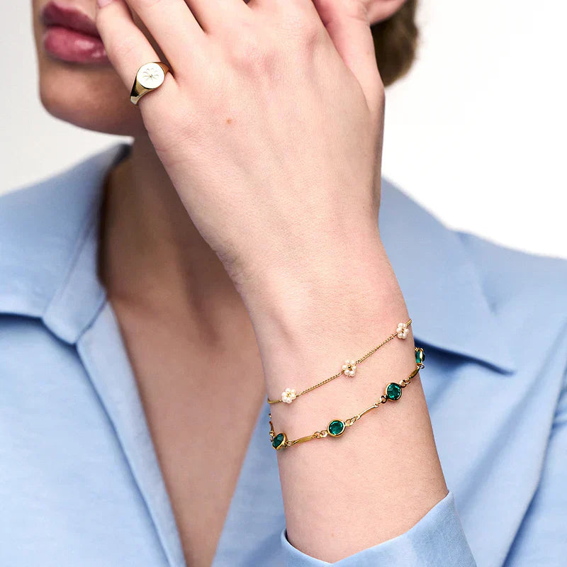 PULSERA ESMERALDA MAILLON CADENA | ORO