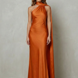 Orlianne – Draped neckline cascade – Satin mermaid gown